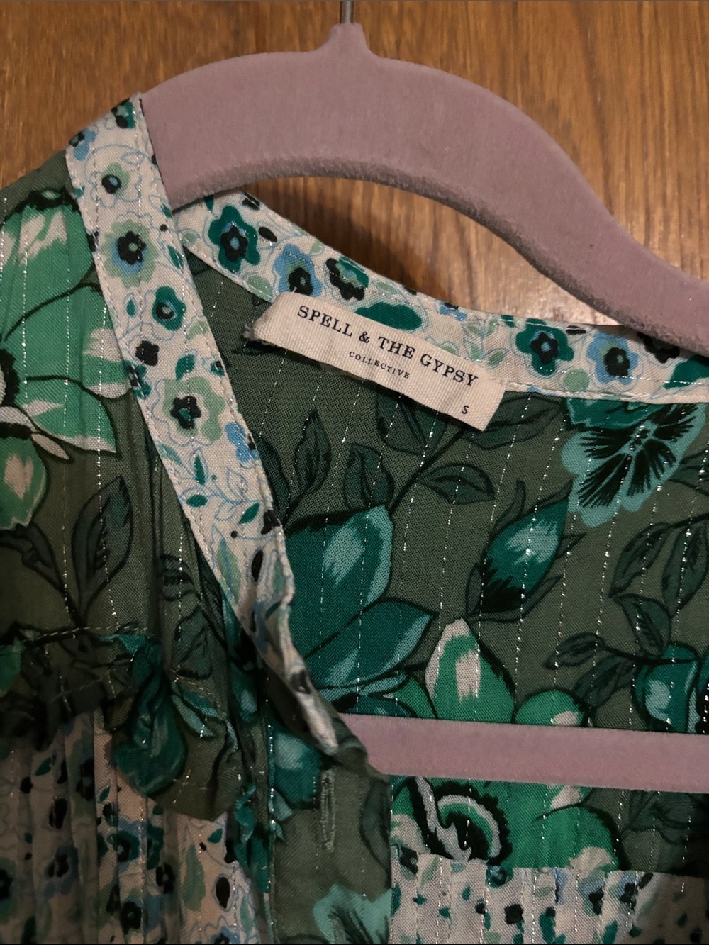 Spell Green Floral Tiered Maxi Dress—the ivy Christmas tree dress - Picture 2 of 5